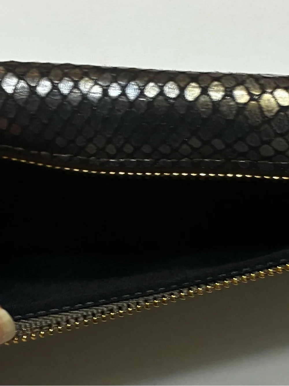 Brahmin EUC Snake-Embossed Leather Wallet - Black and Gold